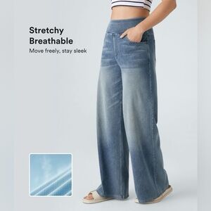 Halara Flex™ High Waisted Pockets Baggy Wide Leg Washed Casual Jeans, Blue Gray